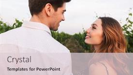  Presentation with dating - Colorful PPT layouts enhanced with loving young couple man and woman dating while walking outdoor together through vineyard on summer day backdrop and a lemonade colored foreground