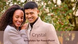  Presentation with coats - Slide set consisting of loving-young-couple-wearing-coats background and a coral colored foreground