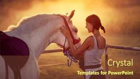  Presentation with nature countryside - Presentation having loving-young-woman-gently-petting background and a tawny brown colored foreground