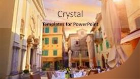  Presentation with urban buildings - Theme consisting of lovran-croatia-central-area background and a coral colored foreground