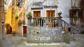  Presentation with windows doors - Presentation theme with lovran-istria-croatia-vintage-medieval background and a gray colored foreground