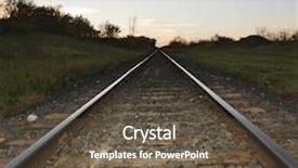  Presentation with tracks - Presentation having low angle diminishing view of railroad tracks in rural setting at dusk background and a tawny brown colored foreground