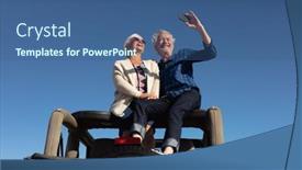  Presentation with senior couple - PPT layouts featuring low-angle-front-view background and a ocean colored foreground