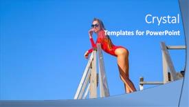  Presentation with lumber - PPT layouts consisting of low-angle-of-cheerful-female background and a teal colored foreground