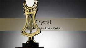  Presentation with gold trophy - Cool new PPT theme with low-angle-of-gold-trophy backdrop and a coral colored foreground
