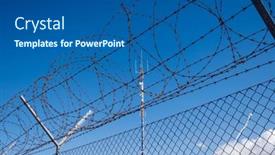  Presentation with steel - Slide set consisting of low-angle-of-steel-fencing background and a ocean colored foreground