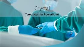  Presentation with surgical - Slide set consisting of low-angle-of-surgeons-passing background and a light blue colored foreground