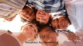  Presentation with cultural - Slide deck consisting of low-angle-portrait-of-smiling background and a coral colored foreground