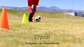  Presentation with sports field - Presentation theme featuring low-angle-rear-view background and a yellow colored foreground