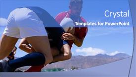  Presentation with rugby players - PPT layouts enhanced with low-angle-side-view background and a light blue colored foreground