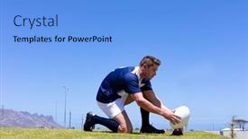  Presentation with sports field - Presentation design featuring low-angle-side-view background and a light blue colored foreground