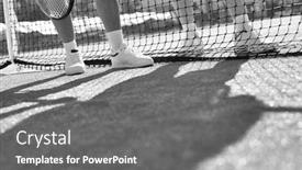  Presentation with seniors - Audience pleasing PPT theme consisting of low angle view of active seniors standing on court backdrop and a gray colored foreground