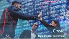  Presentation with shares - Presentation theme enhanced with low angle view of business background and a ocean colored foreground