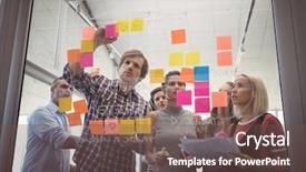  Presentation with low angle view of fictitious - Beautiful presentation theme featuring low angle view of business backdrop and a tawny brown colored foreground