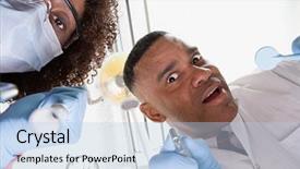  Presentation with low angle view of fictitious - Presentation design featuring low angle view of dentist background and a light blue colored foreground