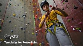  Presentation with club - Beautiful PPT theme featuring low-angle-view-of-female backdrop and a dark gray colored foreground