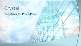  Presentation with futuristic glasses - Beautiful PPT theme featuring low angle view of glasses skyscraper against futuristic technology interface backdrop and a cool aqua colored foreground