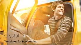  Presentation with taxi - Cool new PPT theme with low-angle-view-of-happy backdrop and a yellow colored foreground
