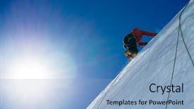  Presentation with glacier - PPT theme consisting of low angle view of man climbing glacier background and a light blue colored foreground