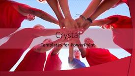  Presentation with team hands - Beautiful slide set featuring low-angle-view-of-manager backdrop and a red colored foreground