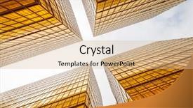  Presentation with skyscraper - PPT layouts enhanced with low angle view of modern skyscraper exterior and sky in modern city background and a lemonade colored foreground