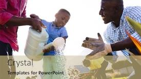  Presentation with copy space - Slide set enhanced with low-angle-view-of-multiracial background and a  colored foreground