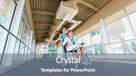  Presentation with walking patients - Beautiful presentation theme featuring low angle view of nurses backdrop and a gray colored foreground