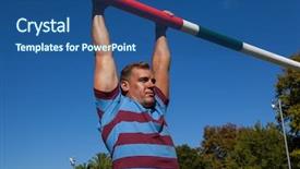  Presentation with low angle view of volleyball - Amazing slide set having low angle view of rugby backdrop and a  colored foreground