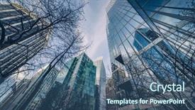  Presentation with low angle view of hockey - Slide deck enhanced with low angle view of skyscrapers background and a  colored foreground