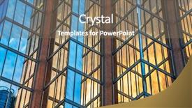  Presentation with low angle view of fictitious - Slide set consisting of low angle view of skyscrapers background and a  colored foreground