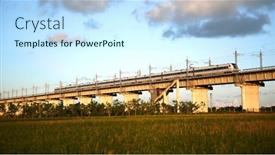  Presentation with rail bridge - PPT layouts enhanced with low-angle-view-of-speeding background and a cool aqua colored foreground