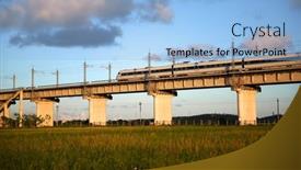  Presentation with rail bridge - PPT theme with low-angle-view-of-speeding background and a light blue colored foreground