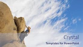  Presentation with rock climbing - Beautiful slides featuring low angle view of young girl climbing rock against cloudy sky backdrop and a lemonade colored foreground