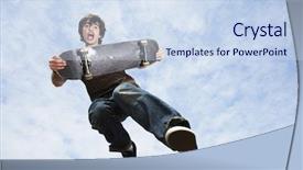  Presentation with low angle view of volleyball - Slides featuring low angle view of young background and a sky blue colored foreground