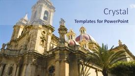  Presentation with malta - Cool new presentation theme with low angle view of a church st catherine church zurrieq malta backdrop and a light blue colored foreground