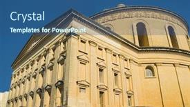  Presentation with malta - Slides having low angle view of a church rotunda of st marija assunta mosta malta background and a ocean colored foreground