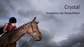  Presentation with horse riding - Slide deck with animals work - low angle view background and a light blue colored foreground