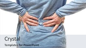  Presentation with backache - Amazing PPT theme having human kidney - man suffering from backache backdrop and a light blue colored foreground