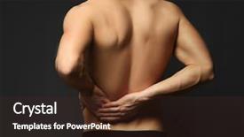  Presentation with backache - Slide set enhanced with inflammable - young man suffering from backache background and a wine colored foreground