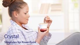  Presentation with eating - Theme enhanced with low calorie - attractive young woman dieting eating background and a lemonade colored foreground