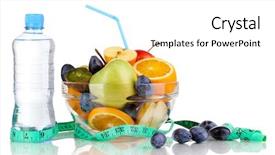  Presentation with fruit water - Slides featuring low calorie - glass bowl with fruit background and a white colored foreground