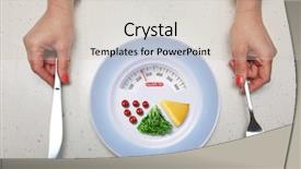  Presentation with healthy food - Cool new slides with low calorie - hands with kitchen flatware backdrop and a soft green colored foreground