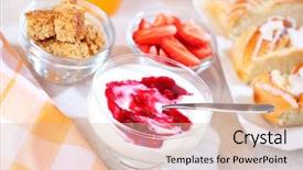  Presentation with healthy snack - Presentation theme consisting of low calorie - healthy breakfast or snack background and a lemonade colored foreground