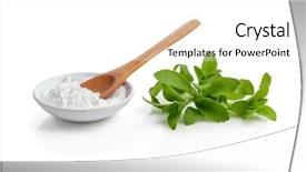  Presentation with powder - Presentation theme featuring low calorie - stevia leaves and powder background and a white colored foreground