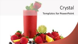  Presentation with smoothie - Colorful slide deck enhanced with low calorie - strawberry smoothie backdrop and a white colored foreground