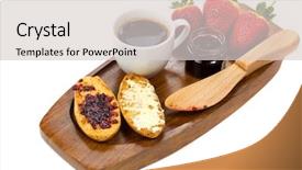 Presentation with breakfast - Cool new presentation theme with low calorie - tasty continental breakfast backdrop and a light gray colored foreground