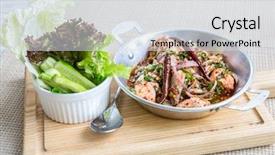  Presentation with salmon spicy - Cool new presentation theme with low calorie - thai style spicy salmon salad backdrop and a light gray colored foreground