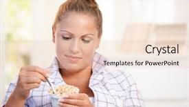  Presentation with breakfast - Audience pleasing slides consisting of low calorie - young female having breakfast backdrop and a lemonade colored foreground