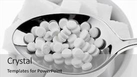  Presentation with sugar cubes - Slide set having low-calorie sweeteners and sugar background and a light gray colored foreground