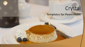  Presentation with dessert - Slide set consisting of low carb - delicious fresh flan dessert carmel background and a soft green colored foreground